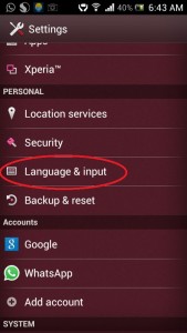 Open the language and input section